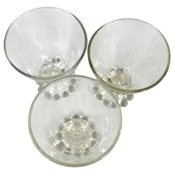 3 Vintage Anchor Hocking Boopie Clear Glasses Goblets Juice Cordial Bubble Base - Picture 7 of 8